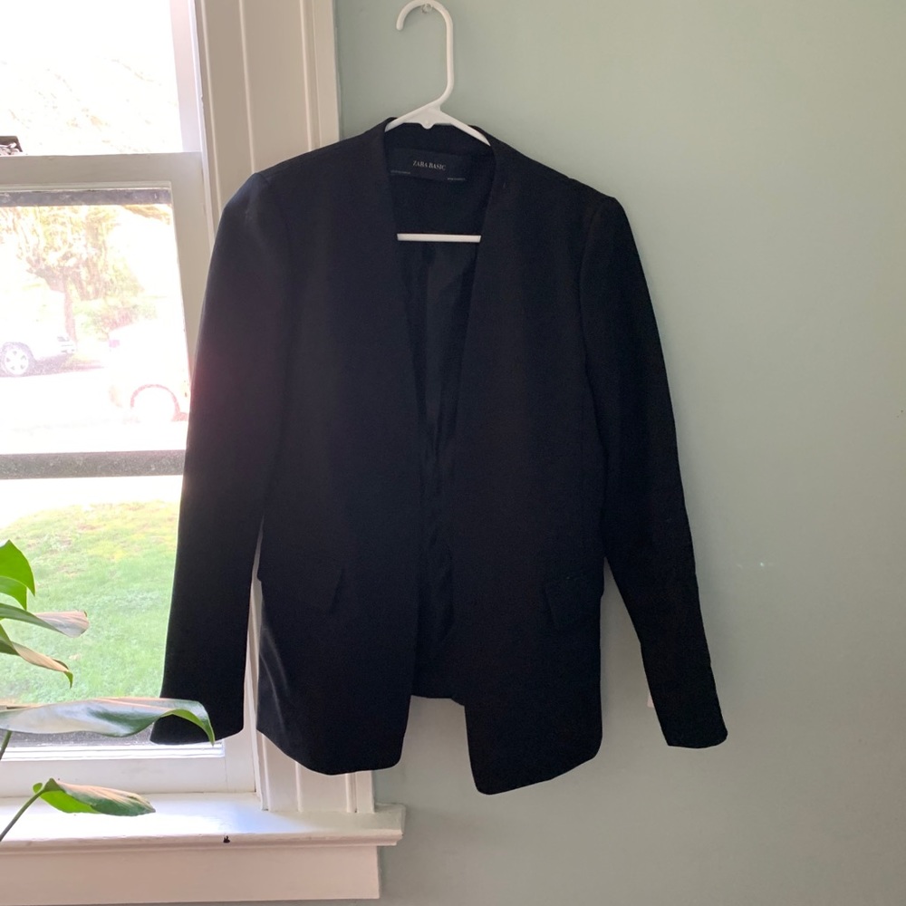 Zara Basics collarless suit jacket